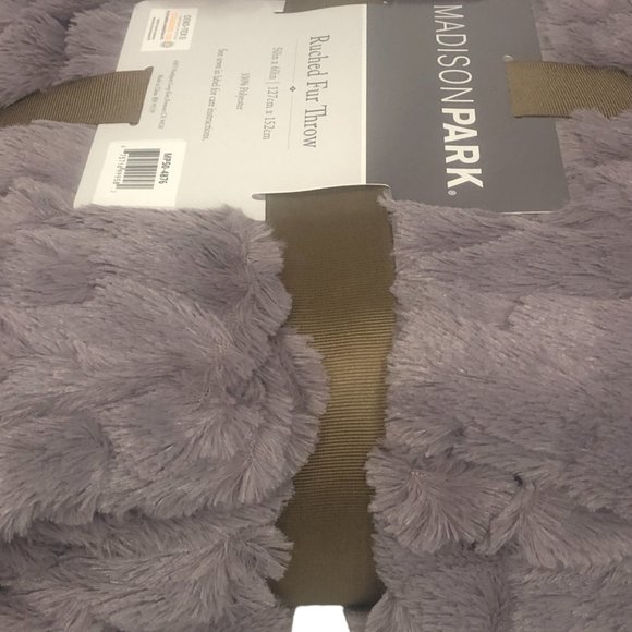 Madison Park LAVENDER Ultra Soft Ruched Faux Fur Throw Blanket 50x60" New - Picture 6 of 7